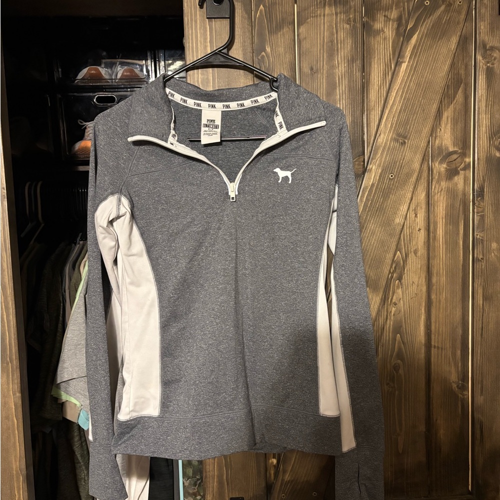 PINK Victoria's Secret Gray and White Pullover
